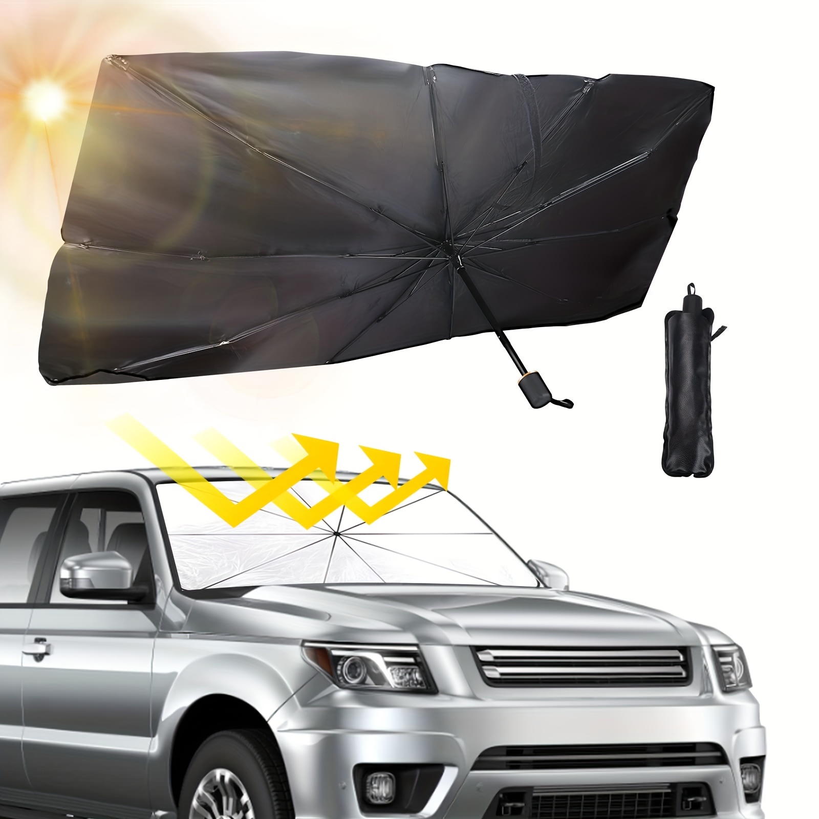 Pare-soleil de pare-brise de voiture  Pare-soleil parapluie réflecteur  pliable pour voitures, bloque