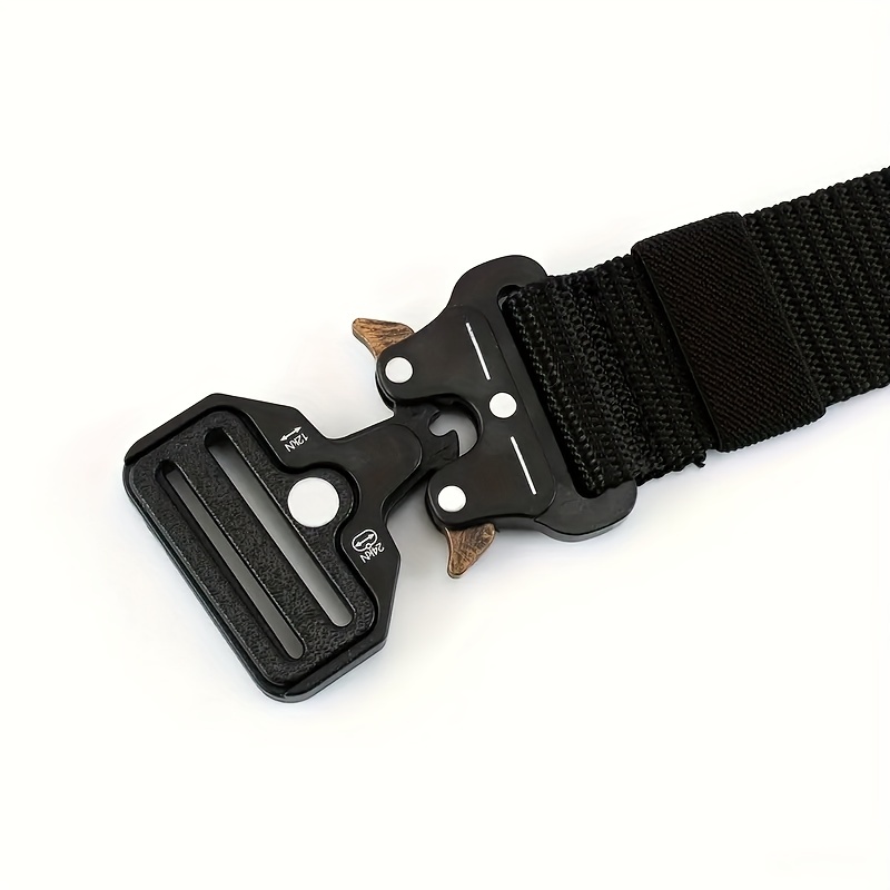 Mens Military Nylon Belt Matte Black Metal Automatic Buckle Army Belt Sport  Belt