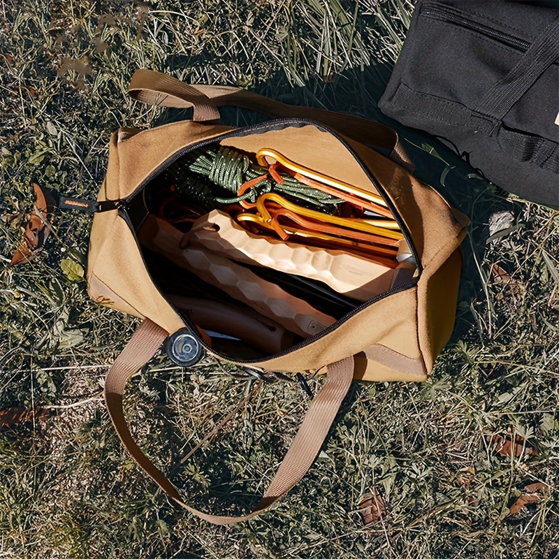Camping Storage Bag Canvas BBQ Tool Storage Bag Tent Stake Storage Bag Tent  Pole Bag Portable High Capacity Tactical Pouch for Camping Hiking Travel