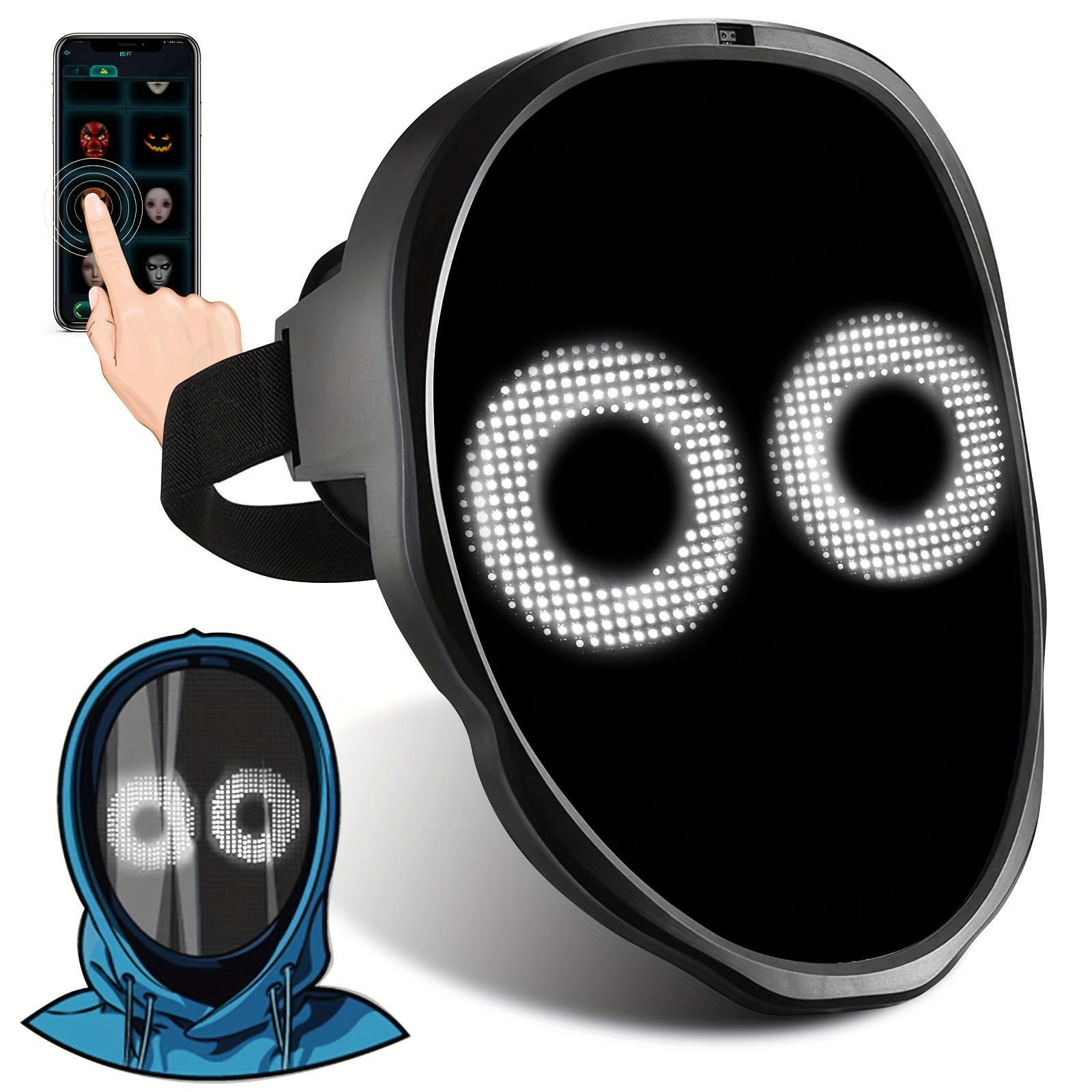 Guantes LED + máscara LED, guantes de esqueleto LED, guantes de mano con  luz LED con máscara de Halloween, máscara de luz LED, máscara facial LED