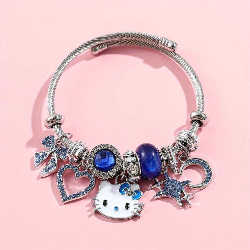 Pandora Bracelet With Pink Kitty and Friends Themed Charms -   Pandora  bracelet charms ideas, Pandora bracelet, Girly bracelets