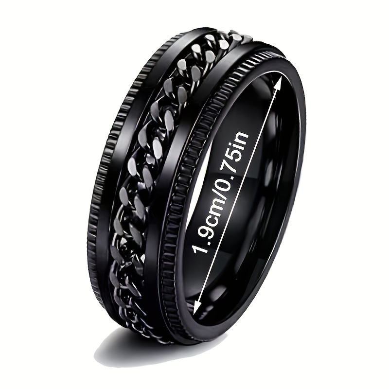 Men's Stainless Steel Rotating Decompression Ring Retro Splicing Ring Set