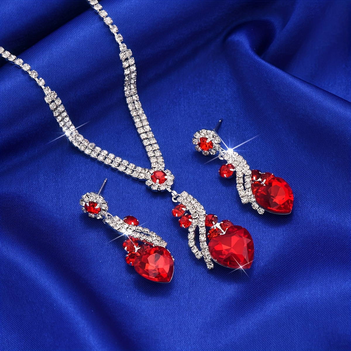 Prom Red Earrings And Bracelet Teardrop Red Prom Jewelry Sets