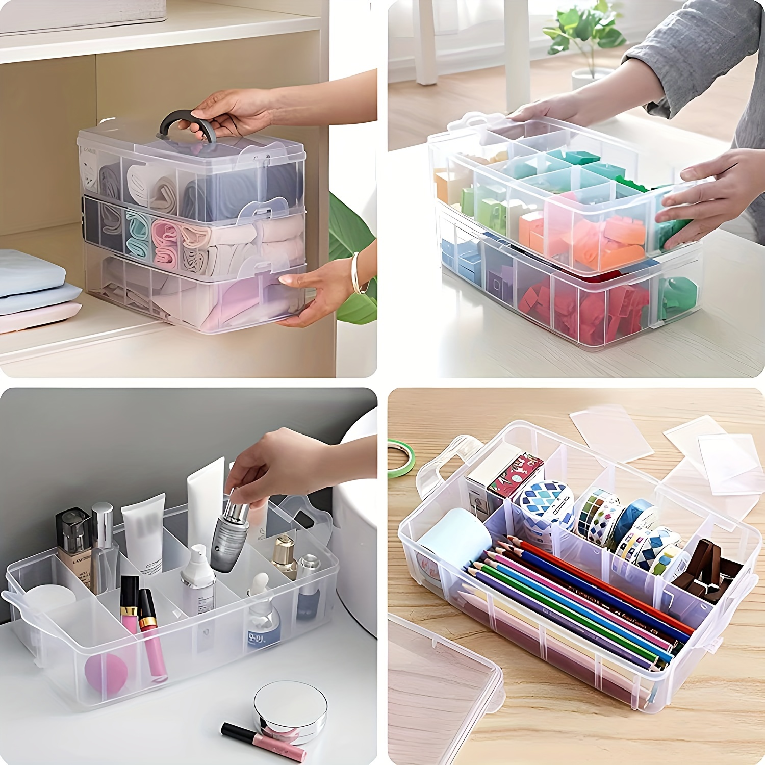 Craft Organizers and Storage, 3-Layers Folding Clear Plastic Craft  Organizer, Portable Craft Tool Box, Multipurpose Craft Box Organizer for  Medicine, Sewing Organizer, Nail, Art Supplies for Kids : : Home