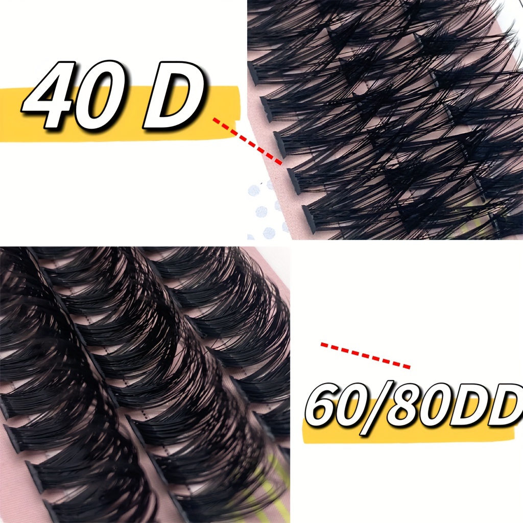 60pcs Cílios Falsos 50D/60D/80D DD Curling Cluster Cílios - Temu