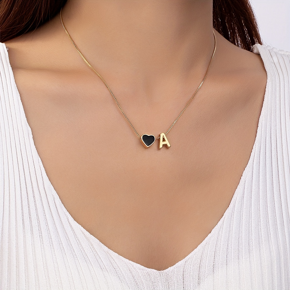 Fashion Simple Black Love Heart Pendant Necklace Clavicle Chain - Temu