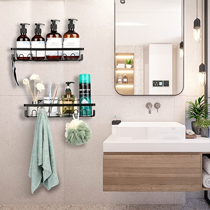 3-Pack Shower Caddy Basket Shelf with Soap Holder, No Drilling Traceless  Adhesive Shower Wall Shelves, Rustproof Black Bathroom Shower Storage  Organizer 