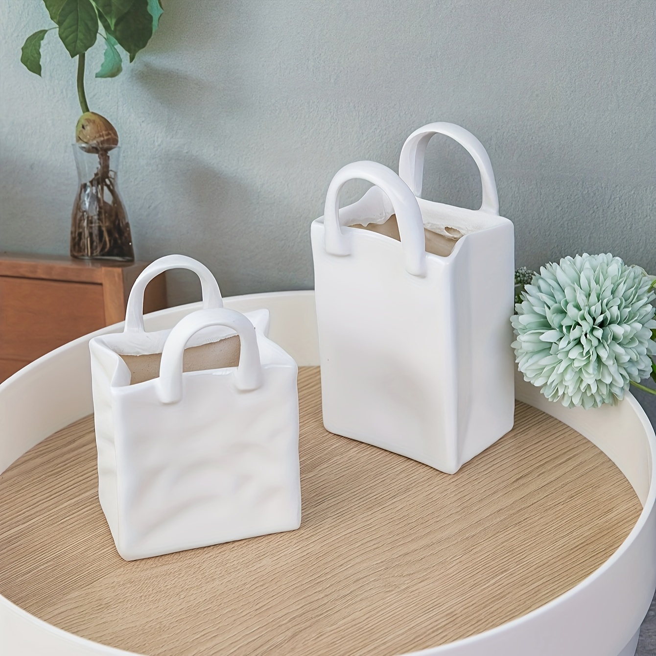 1pc Beige Matte Ceramic Handbag-shaped Vase, Wallet, Tote Bag Shaped Flower  Vase, Unique Handbag Decoration, Wide Opening Vase (ceramic) - For Home  Decoration, Flower Farmhouse Decor