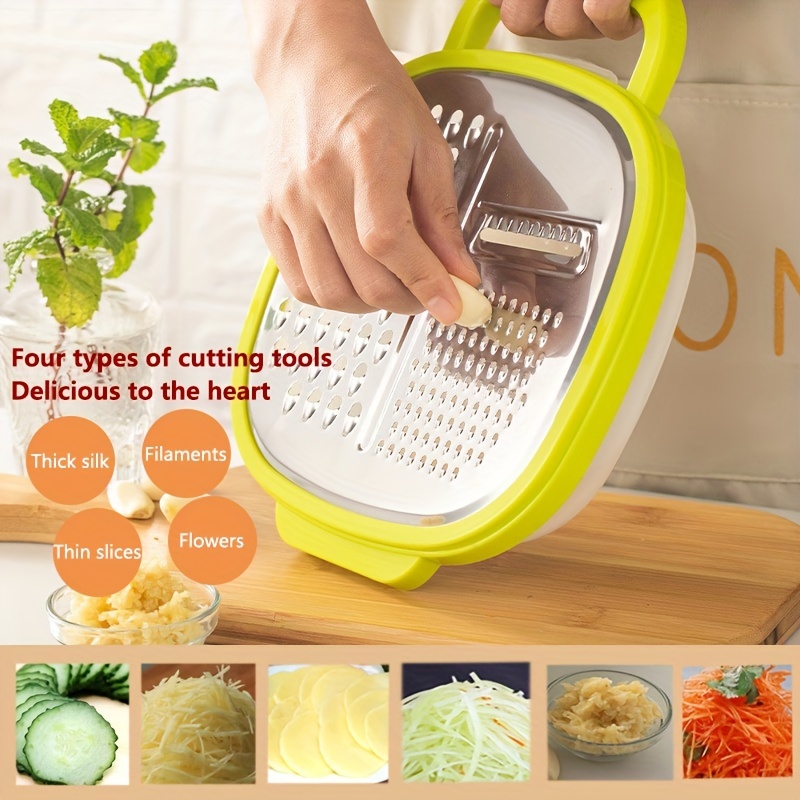 Stainless Steel Cheese Grater With Container Store Two-Sided Fruit  Vegetable Slicer Tool Manual Home Kitchen Accessories Gadget