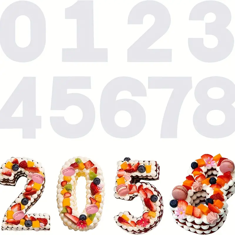 Food Grade PET 0-8 numeri stencil per dolci anniversario stampi
