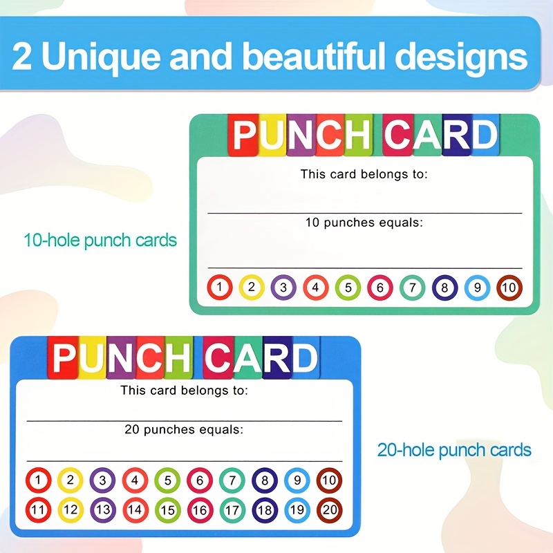 105 Pcs 2 X 3.5 Reward Punch Cards Behavior Incentive Awards for Kids  Students