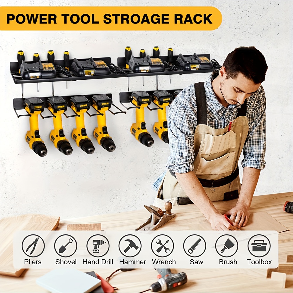 Wall Mount Cordless Power Tool Rack Electric Drill Wrench Storage