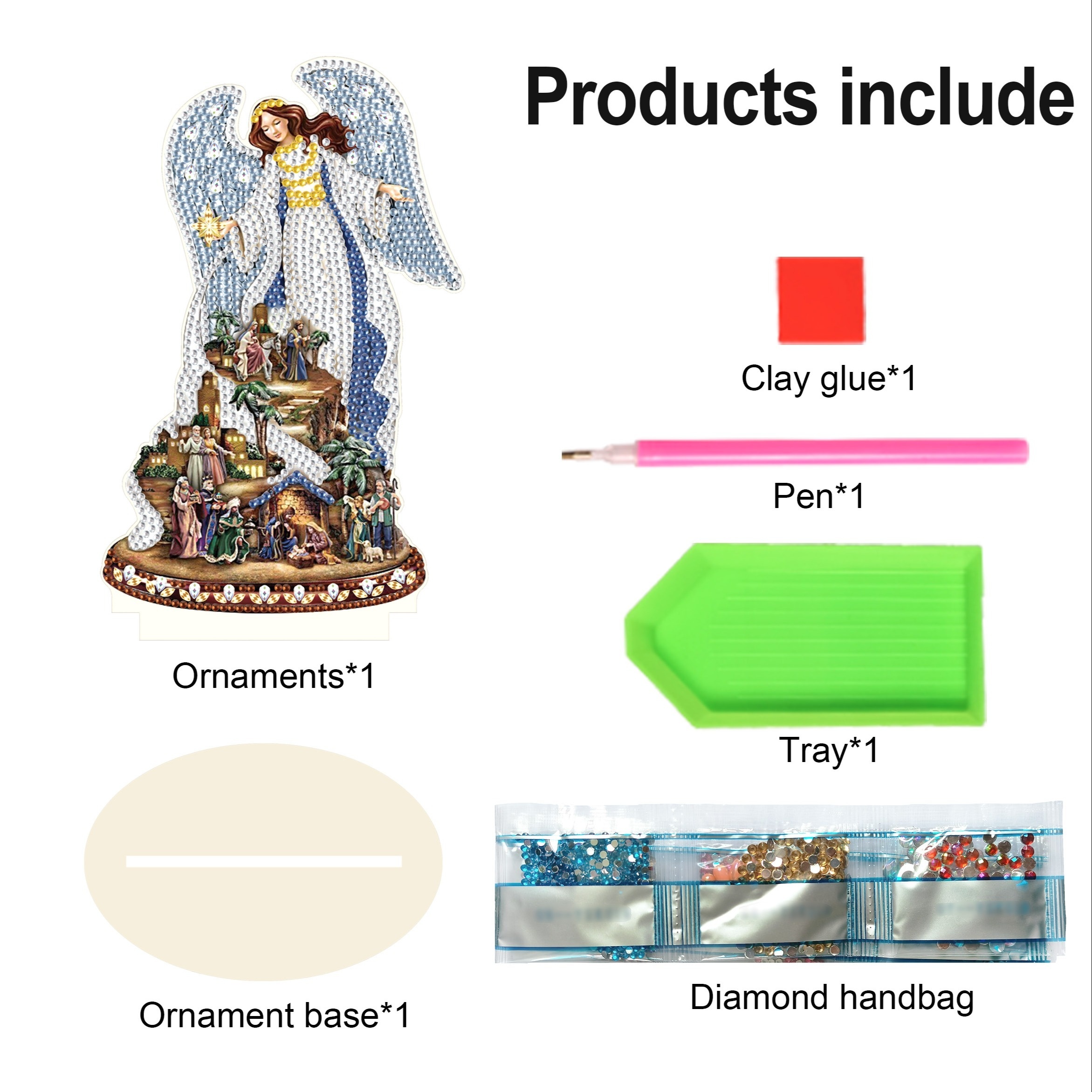 DIY 5D Christmas Angel Diamond Painting Ornaments Kits Christmas Angel  Claus Diamond Art Ornaments Special Shaped Crystal Mosaic Kits Craft For  Xmas N