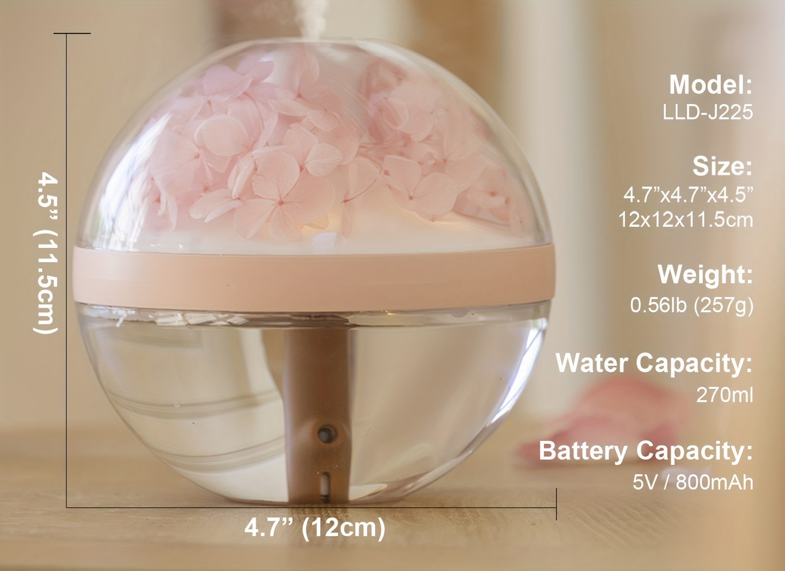 Humidificador de aire de la lámpara de la chimenea de la llama de la  simulación del LED 270ml para l Ndcxsfigh