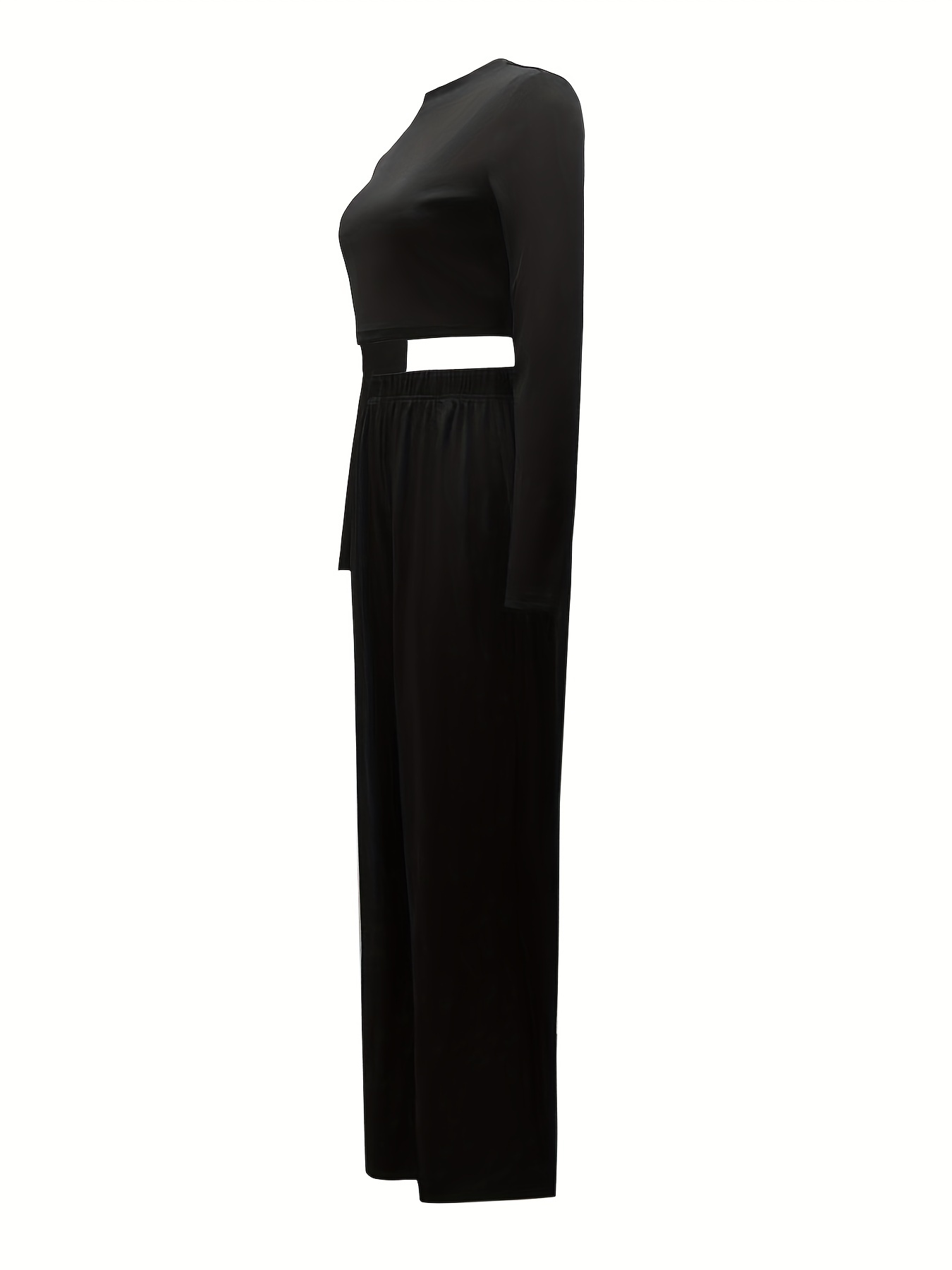 Casual Two-piece Set Long Sleeve Slim Crop Top & Pants