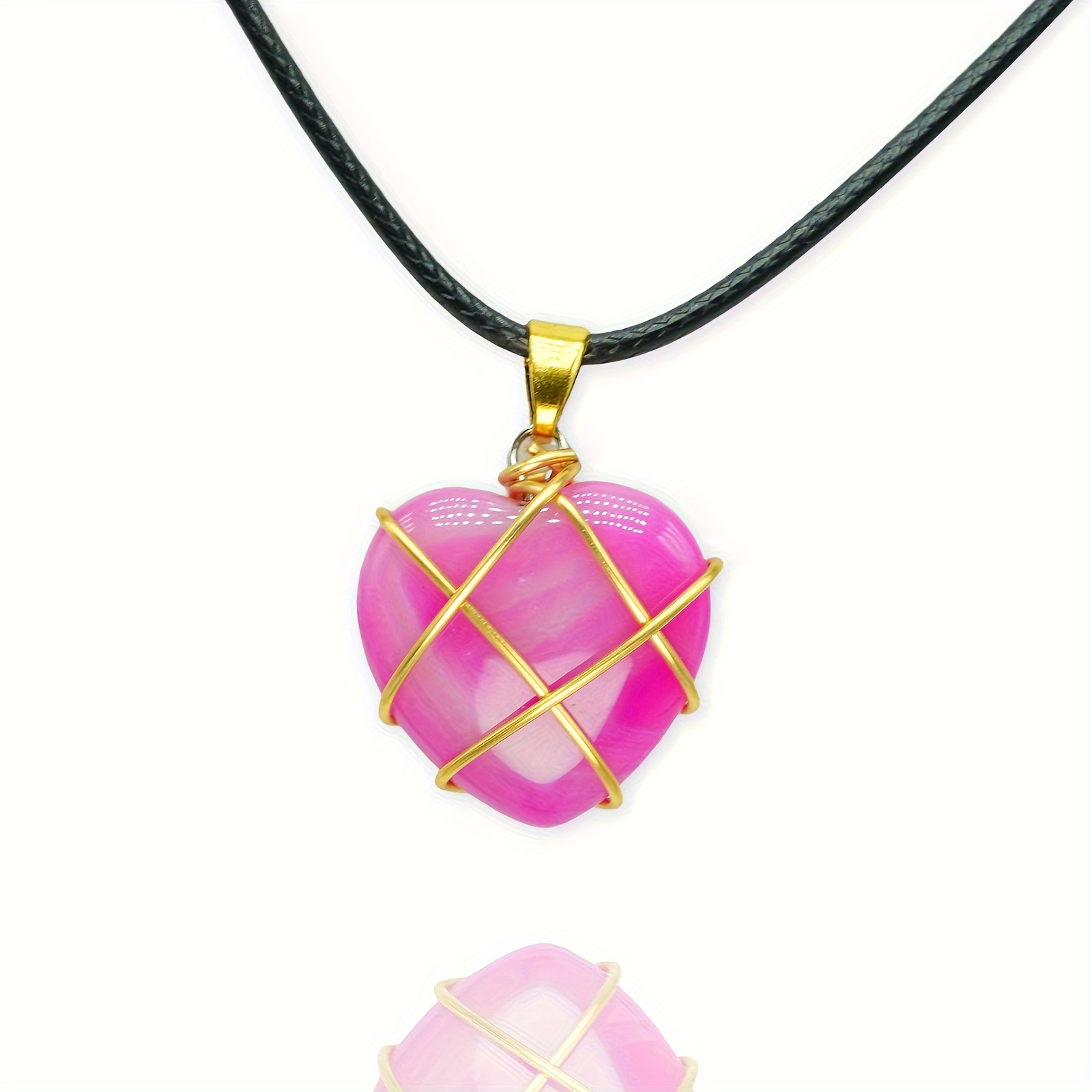 1pc Heart Shape Love Golden Thread Crystal Necklace Wire Wrapped Necklace  Stone Pendant Necklaces Natural Stones Reiki Spiritual Quartz Gemstone  Hippie Witch Jewelry Gifts For Women, Shop The Latest Trends