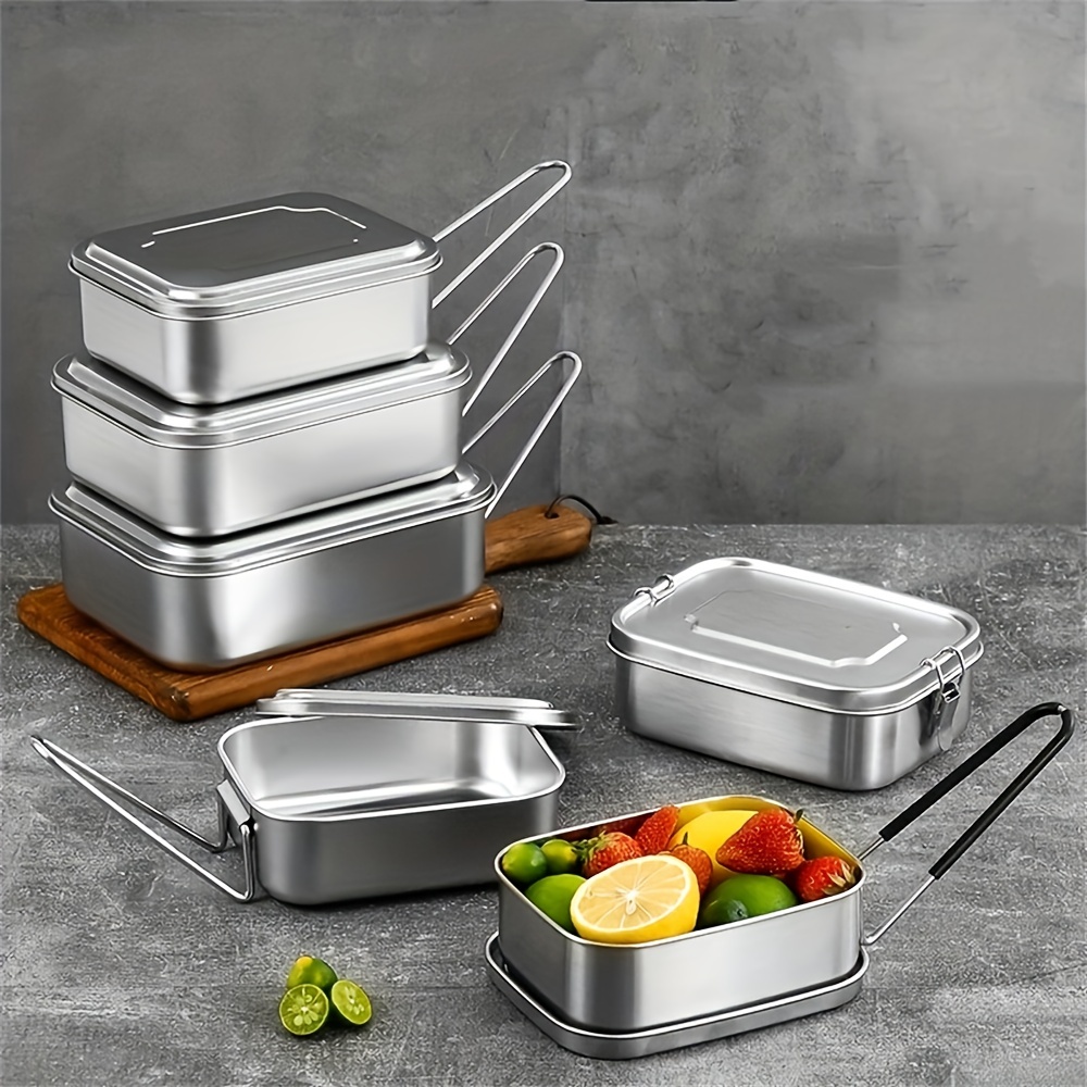 Stainless Steel Lunch Box Container Metal Snack Box With 2/3 - Temu