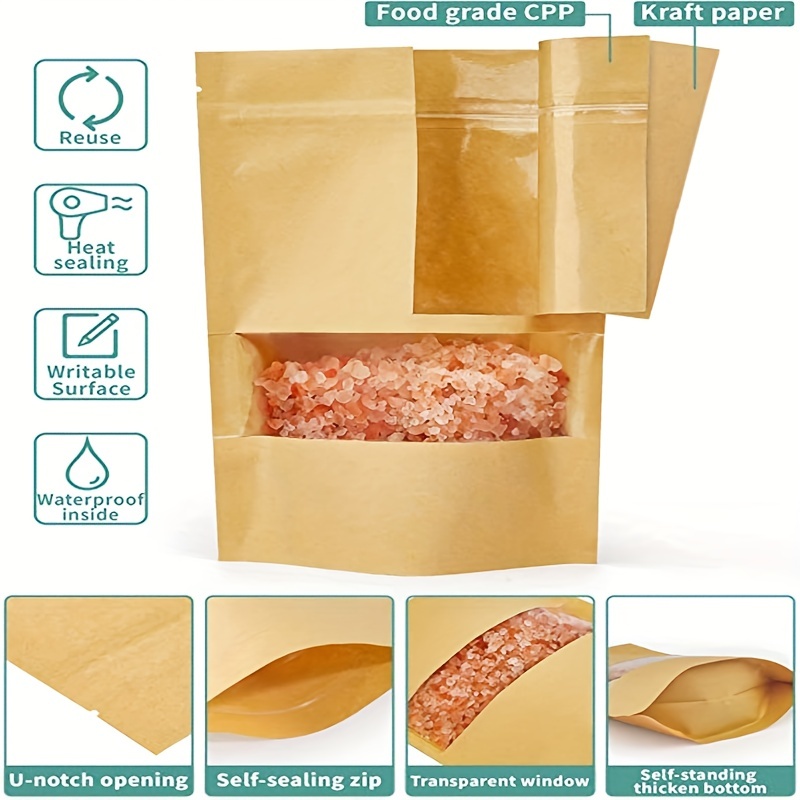 100pcs Zipper Bags With Window And Tear Opening Food Storage Bag