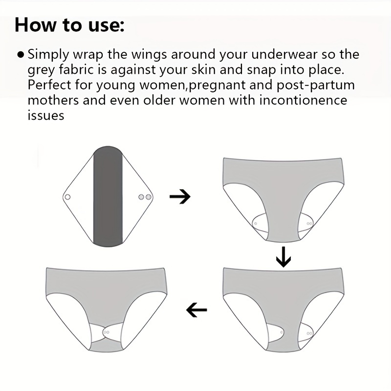 Four Packs Washable Bamboo Charcoal Sanitary Napkins