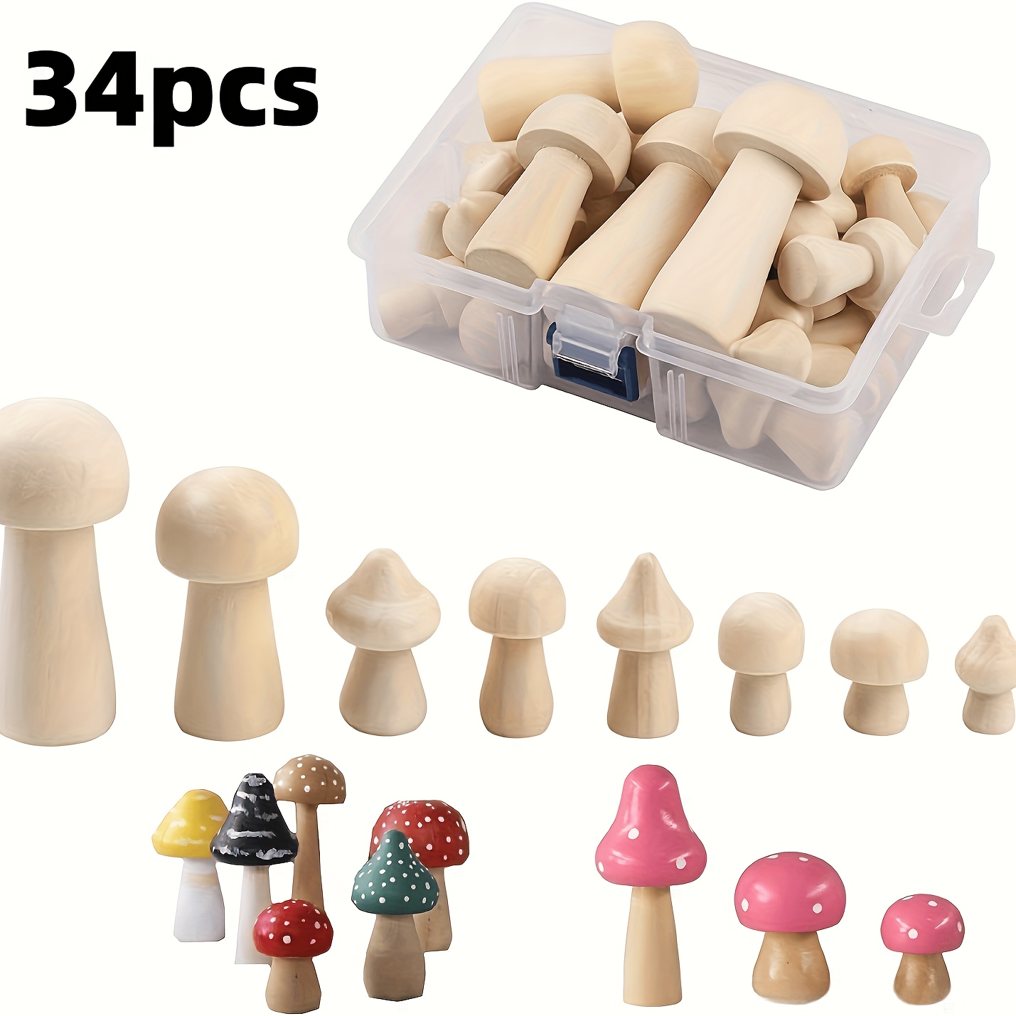 6 Natural Wooden Mushrooms Perfect For Arts Crafts Projects - Temu