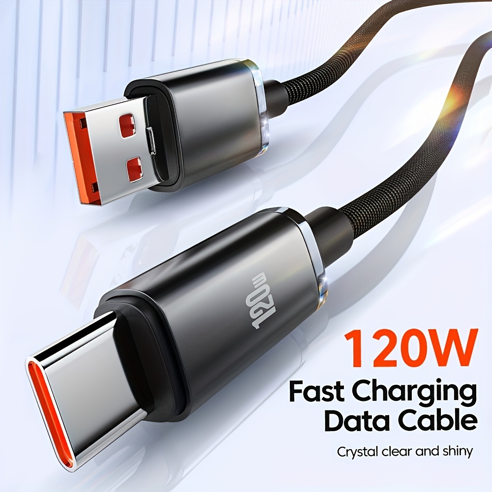 

120w Super Fast Charging Cable Usb Type C Charge Data Cord For Xiaomi/samsung/oppo Charger Wire For Mobile Phone Power Bank Usb C Cable Charger Usb Cable Usb To Type-c 6a Fast Charge Wire For 15 Cable