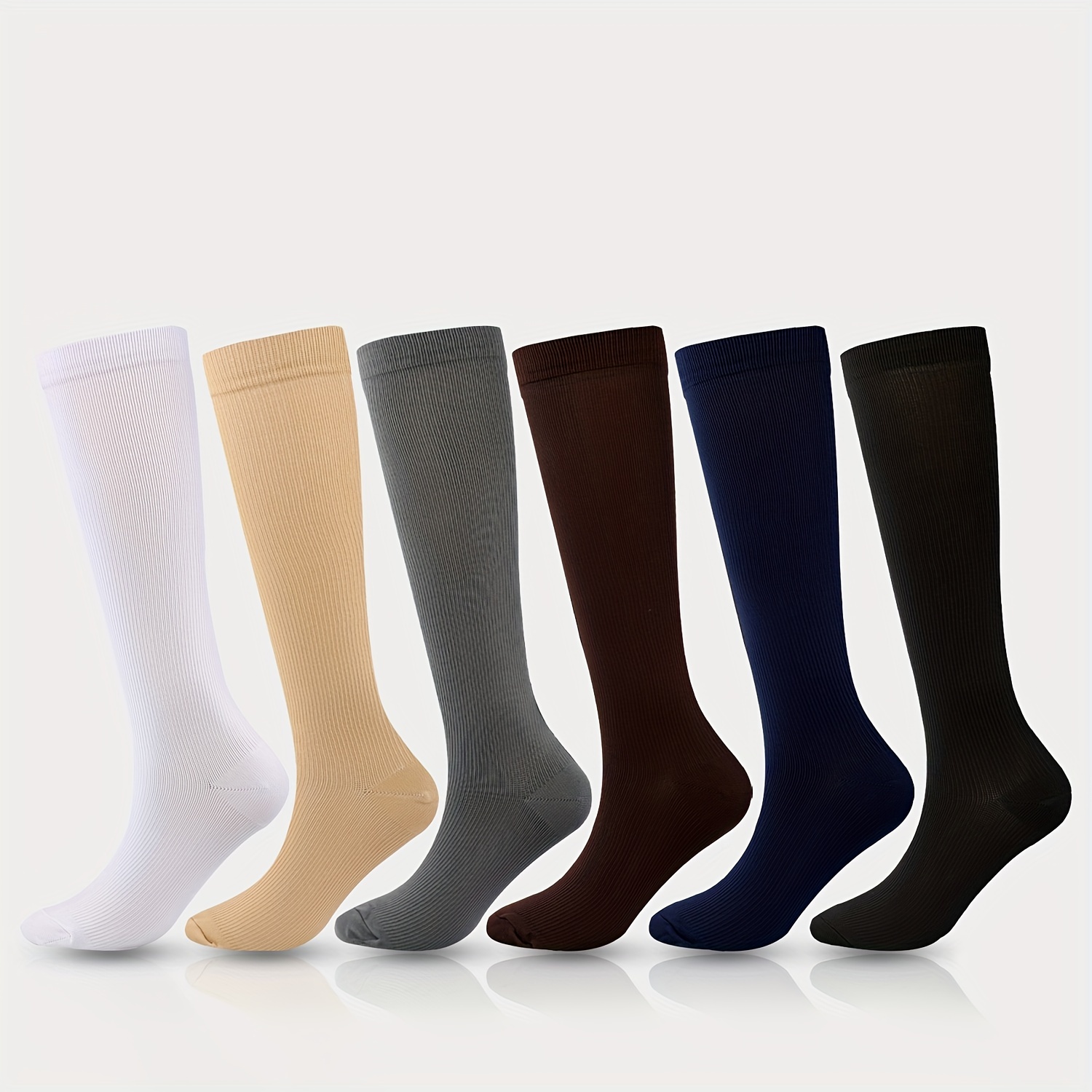  Calcetines de compresión hasta la rodilla para hombre, talla L,  color marrón : Salud y Hogar