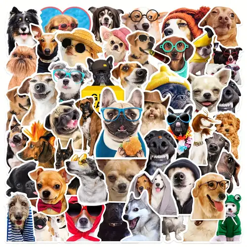 100 Stück Gelb Gefleckter Hund Aufkleber Brille Hund Pastoral Hund
