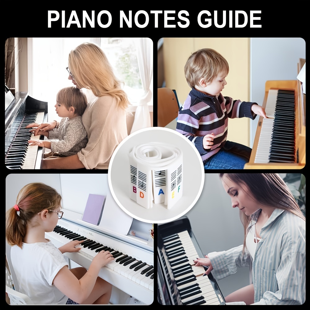 Guide de notes de piano pour débutant, étiquettes de notes amovibles pour  l'apprentissage en silicone, 88 touches, pas besoin d'autocollants