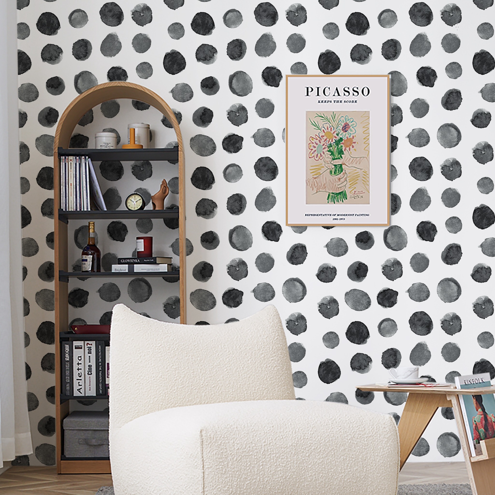 Black and White Spots Contact Paper Peel and Stick Wallpaper Cow Print  Wallpaper Self Adhesive Modern Dot Removable Decorative Wallpaper for  Living