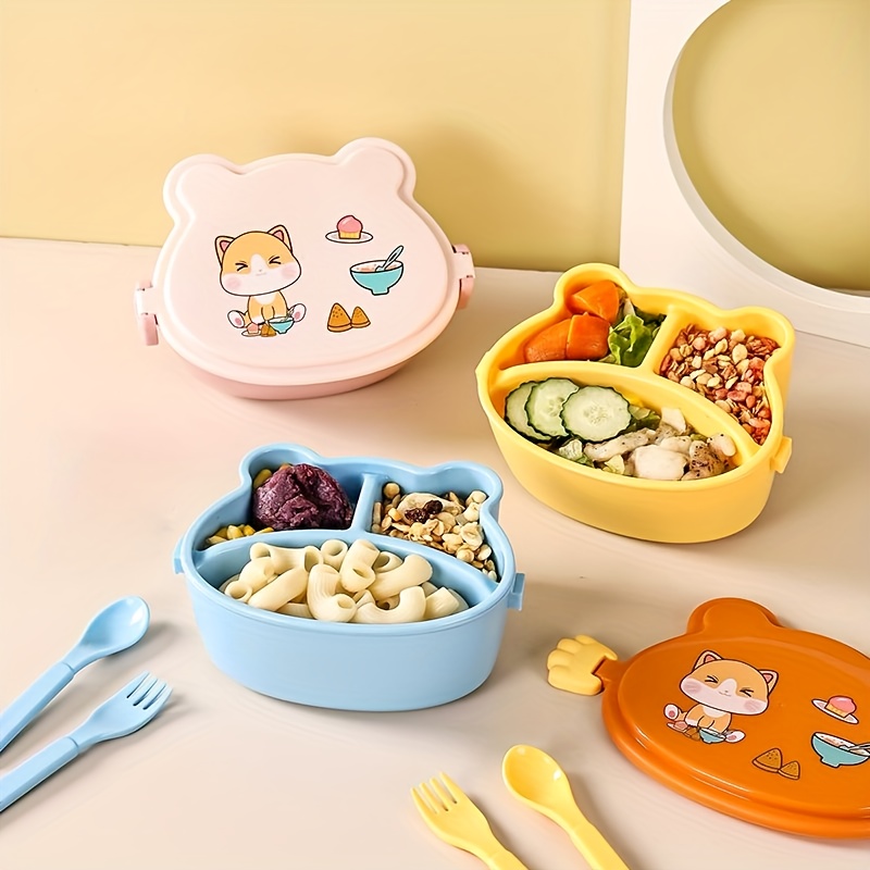 Fiambrera portátil Kawaii para niños y niñas, caja de plástico para Picnic,  Bento, microondas, con compartimentos