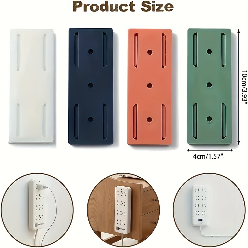 4 soportes autoadhesivos para regleta de alimentación de escritorio,  fijador de enchufe de escritorio sin perforaciones, soporte de fijación de