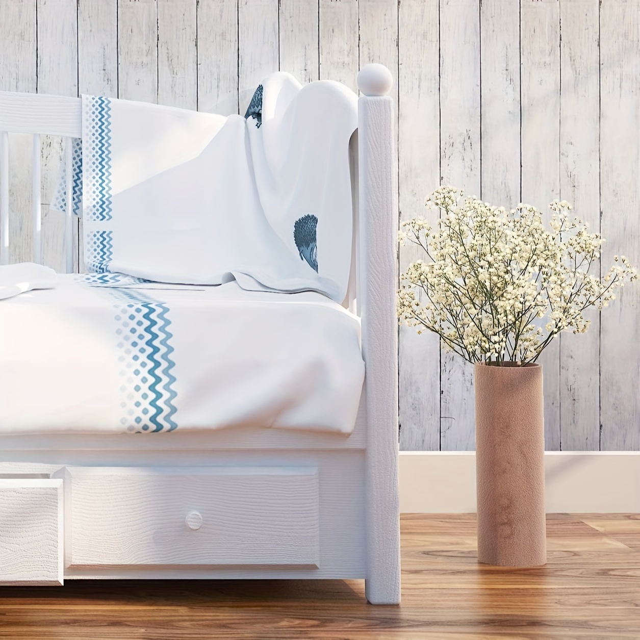 Image of 1pc, Wood Peel And Stick Wallpaper, White Wood Wallpaper, Self-adhesive Removable Wallpaper, Vintage Wood Plank Contact Paper For Bathroom, Decorative Walls, Covering Wardrobe, Large Size, Vinyl Film