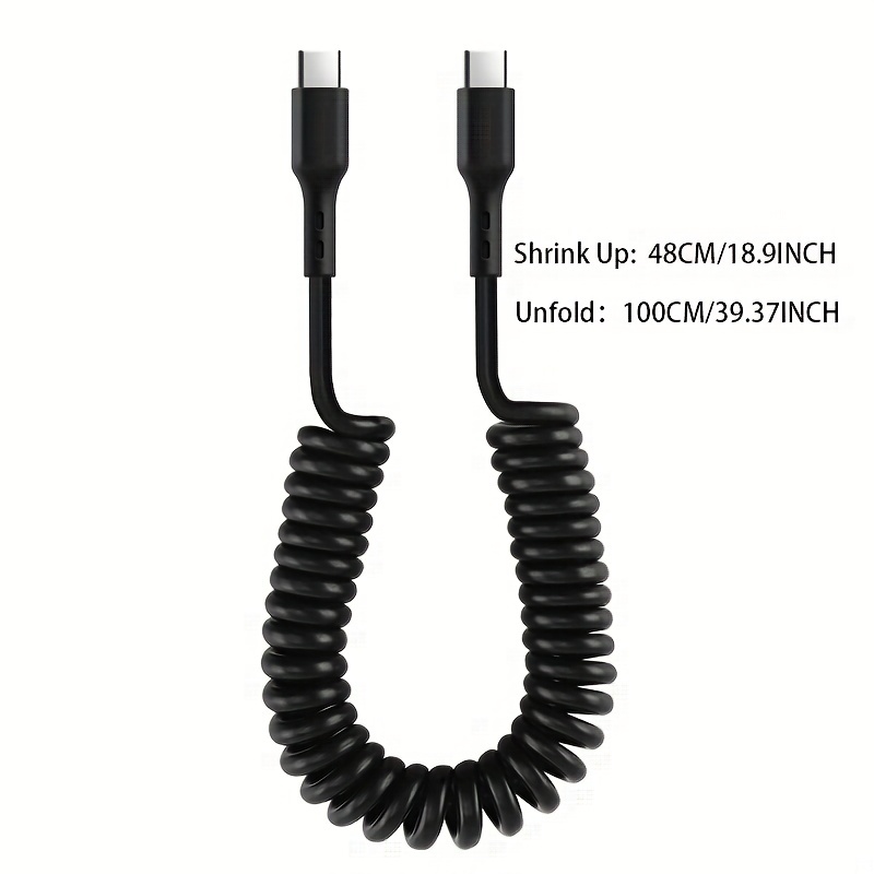 Fast Charging Usb Type C Spring Telescopic Coil Cable In Car - Temu