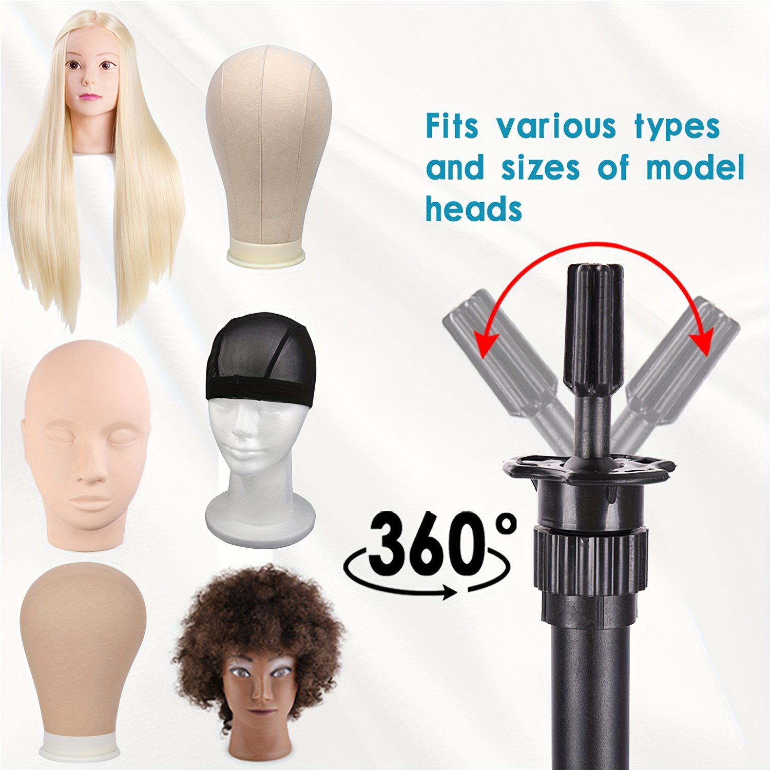 Wig Head Stand Mini Adjustable Wig Stand Tripod Hairdresser - Temu