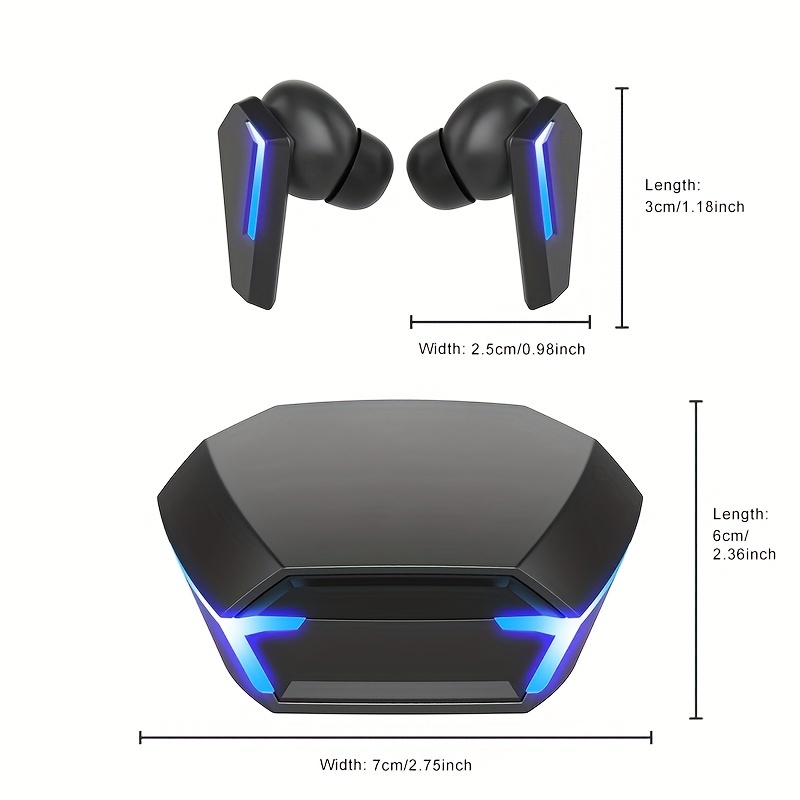 Écouteurs sans fil de jeu URIZONS TWS, écouteurs de jeu à faible latence de 65 ms avec étui de chargement, casques d'appairage automatique 5.0 avec lumière LED, micro de jeu intégré_voghion.com