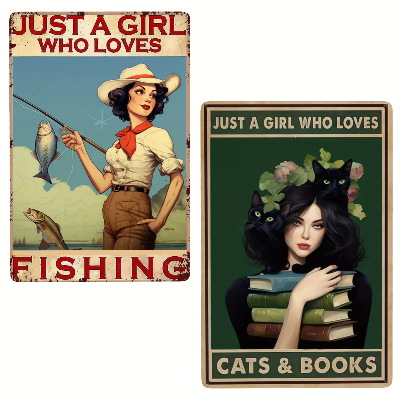Vintage Tin Signs - Pinup Girl Lady Fishing Poster Metal Sign Wall Art  Decor Plaque For Home Living Room Man Cave Bathroom 8x12 Inch - Arts,  Crafts & Sewing - Temu