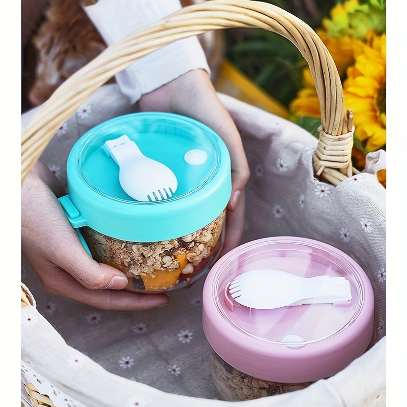 Cereal Cup on the Go, Yogurt Portable Cereal and Milk Cups Container to Go  Cup, Sealed Double Layer Snack Cup Storage Box for Fruit Salad Breakfast