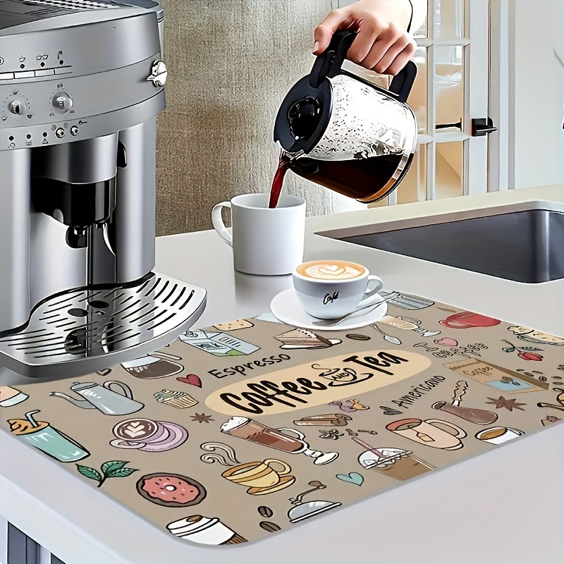 Coffee Mat Hide Stain Backed Absorbent Dish Drying Mat for Kitchen Counter  Bar Coffee Machine Accessories Espresso Coffe Mat