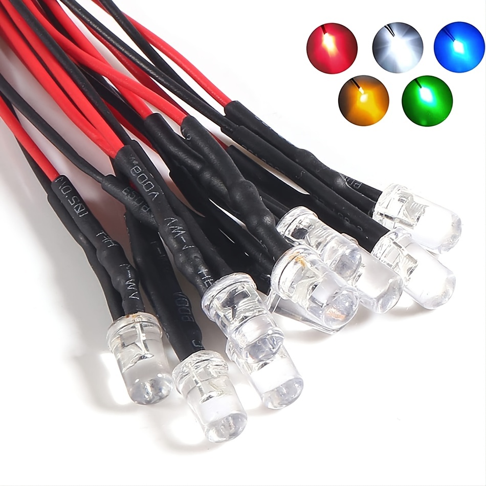 CO RODE 50PCS Ultra Bright 12v Pre Wired LED Diodes Light (Red)