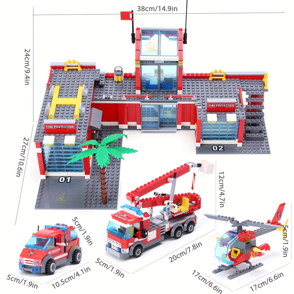 City Fire Station Model Building Blocks, Firefighter Truck