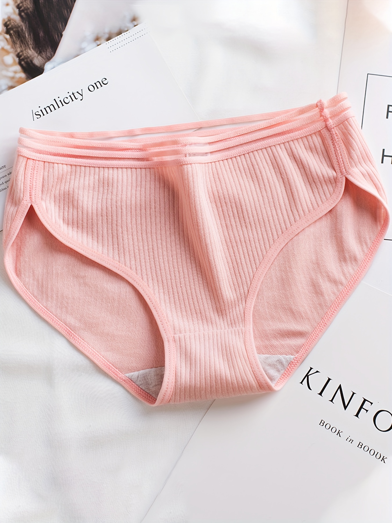 New Women's Threaded Cotton Panties Japanese Style Girls Briefs
