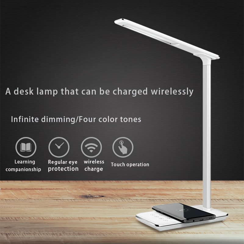 Lampe de bureau led sans fil avec port usb, 10w lampe de table