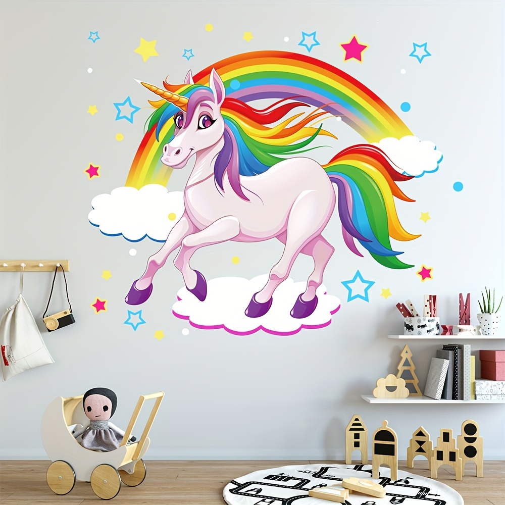 Rainbow Unicorn Wall Decals For Bedroom And Living Room - Temu