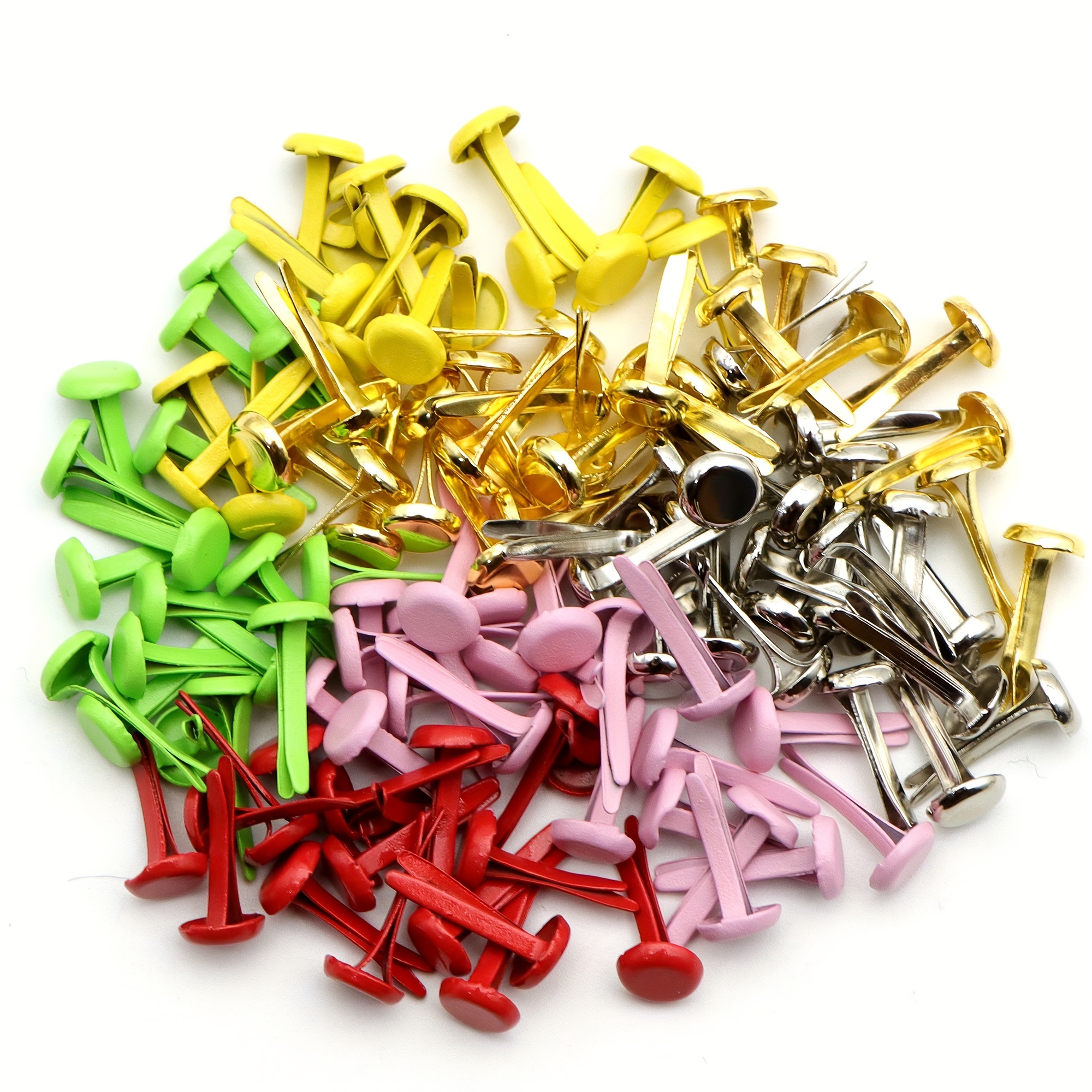 10 Pieces of Metal Brad Fasteners with Pull Rings Mini Brad Paper