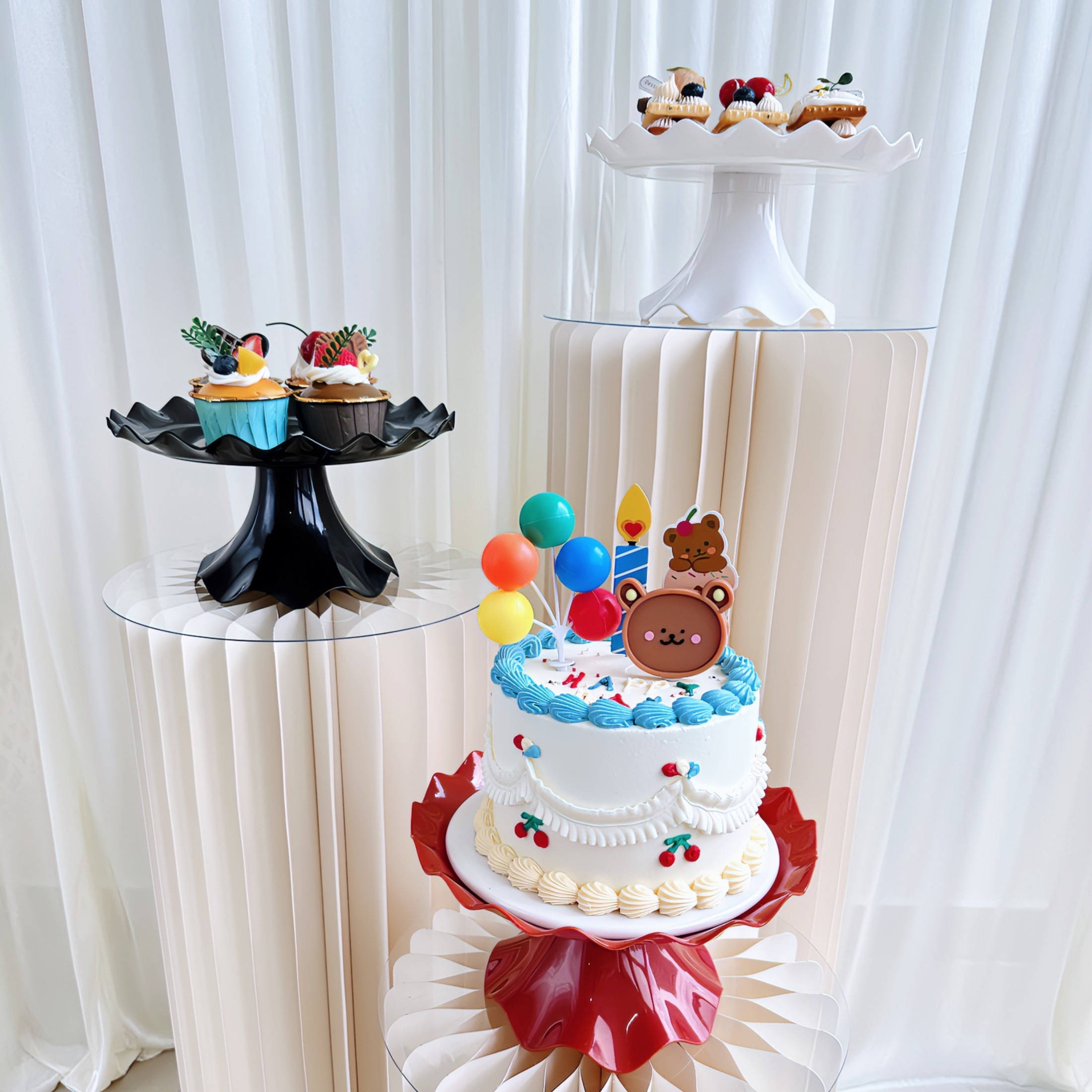 Alzata per torta in ceramica Alzata per torta multistrato creativa  Soggiorno per famiglie Vassoio per snack multifunzione Alzata per  decorazione per dessert per matrimoni Alzata per torta (Color : C :  