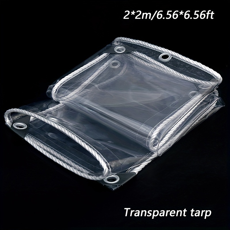  Lona transparente resistente al agua, lona transparente, lona  de plástico PVC con ojales, cortina de lluvia gruesa de vidrio suave para  balcón, exterior, planta de invernadero, lona para cubrir el sol