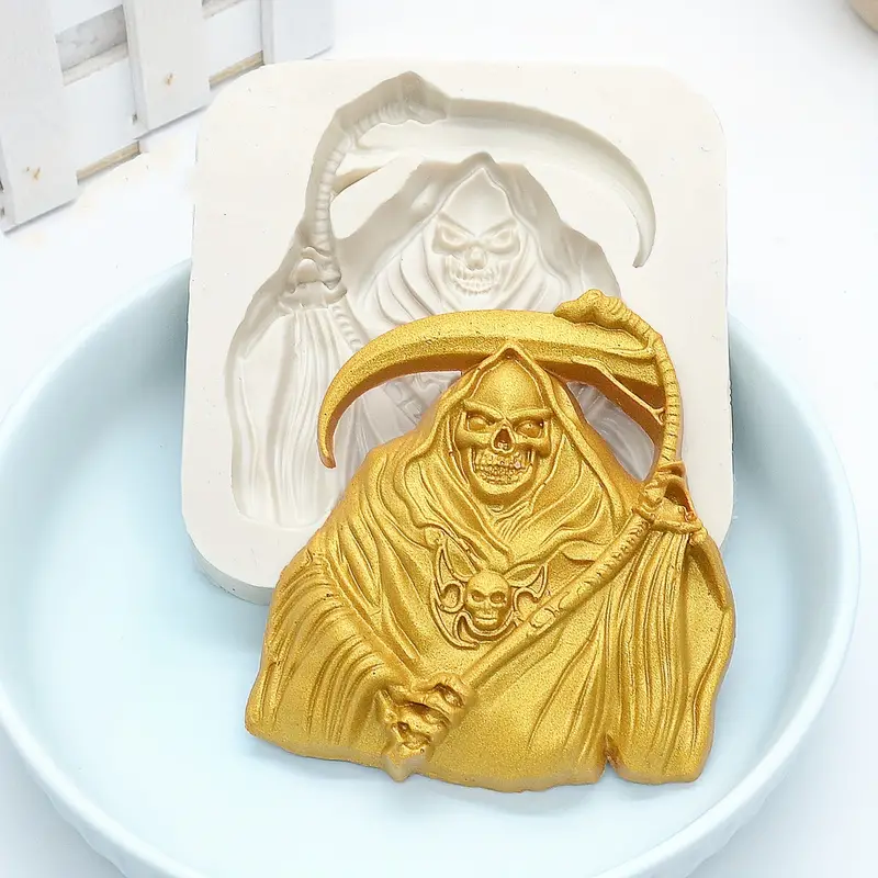 3d Silicone Skull Grim Reaper Chocolate Mold For Diy Cake - Temu