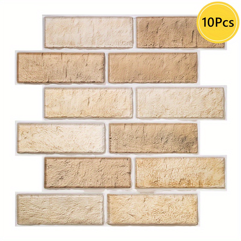 10Pcs 3D Whitewash Brick Peel and Stick Wall Tile Self Adhesive Faux Brick  Wall Panel 3D Wall Sticker Backsplash Tile Sticker - AliExpress