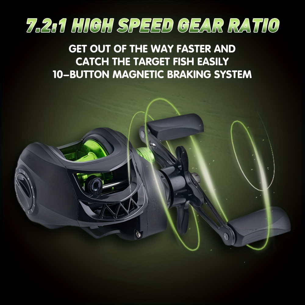 Metal Baitcaster Reels, High Speed 7.2:1 Gear Ratio 18+1BB Baitcasting  Reels For Saltwater And Freshwater Left Hand
