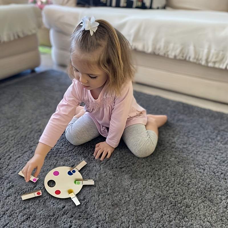 Wooden Clips Pairing The Colors And Shapes Montessori Puzzle - Temu